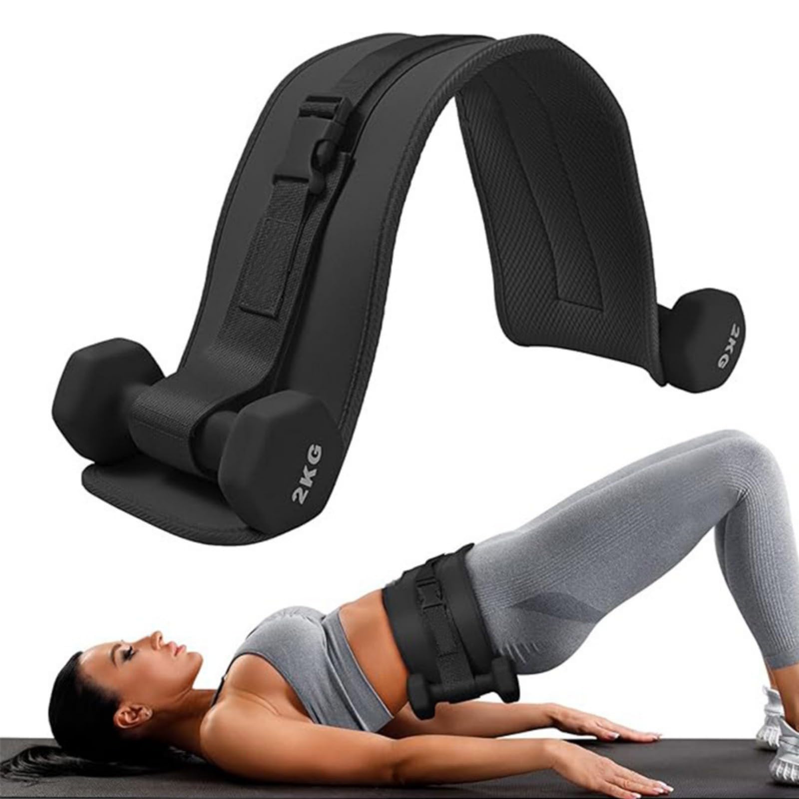 Exercise Hip Thrust Belt Workout Equipment Weighted Adjustable for Glute Strength Training, Use with Heavy Duty Kettlebells