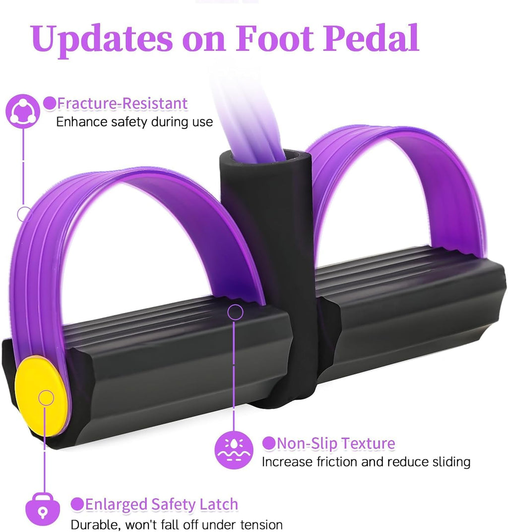 Pedal Resistance Bands with Handles, Upgrade 6-Tubes Manual Tension Training Pedal, Natural Rubber Foot Pedal Resistance Bands, Multifunction Fitness Bands for Abdomen, Waist, Arm, Leg