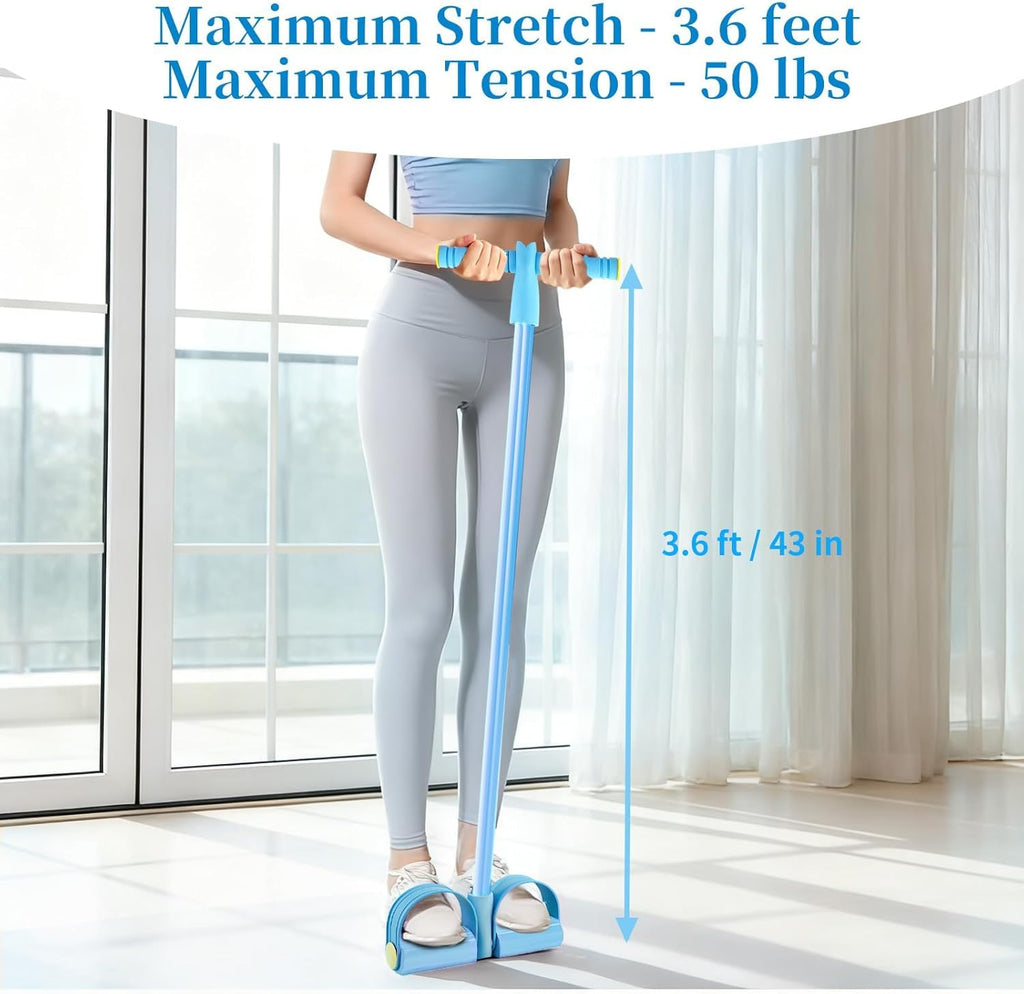 Pedal Resistance Bands with Handles, Upgrade 6-Tubes Manual Tension Training Pedal, Natural Rubber Foot Pedal Resistance Bands, Multifunction Fitness Bands for Abdomen, Waist, Arm, Leg