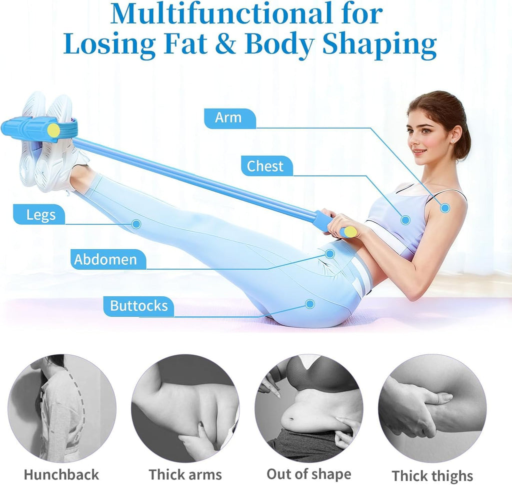 Pedal Resistance Bands with Handles, Upgrade 6-Tubes Manual Tension Training Pedal, Natural Rubber Foot Pedal Resistance Bands, Multifunction Fitness Bands for Abdomen, Waist, Arm, Leg