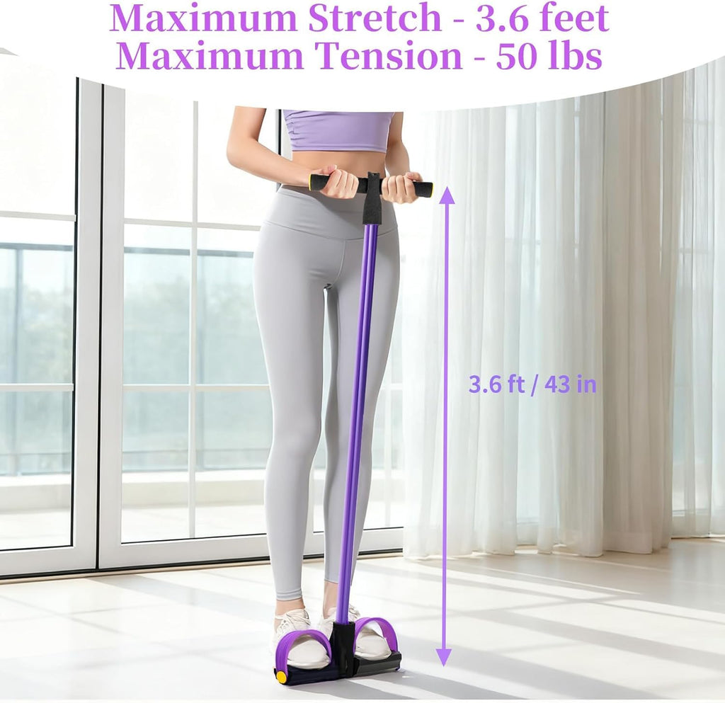 Pedal Resistance Bands with Handles, Upgrade 6-Tubes Manual Tension Training Pedal, Natural Rubber Foot Pedal Resistance Bands, Multifunction Fitness Bands for Abdomen, Waist, Arm, Leg