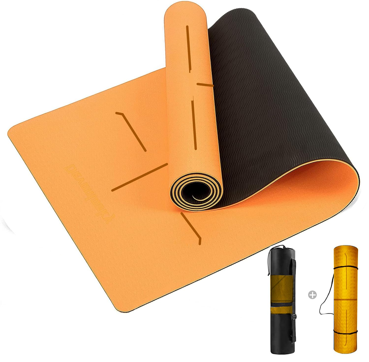 HJB VISSO Yoga Mat, Non Slip Pilates Fitness Exercise Mat with Alignment Marks for Women Men, 183 x 61 x 0.6cm Thick Eco Friendly TPE, Carrying Strap & Storage Bag Included