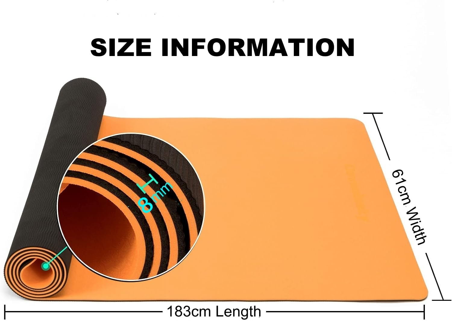 HJB VISSO Yoga Mat, Non Slip Pilates Fitness Exercise Mat with Alignment Marks for Women Men, 183 x 61 x 0.6cm Thick Eco Friendly TPE, Carrying Strap & Storage Bag Included
