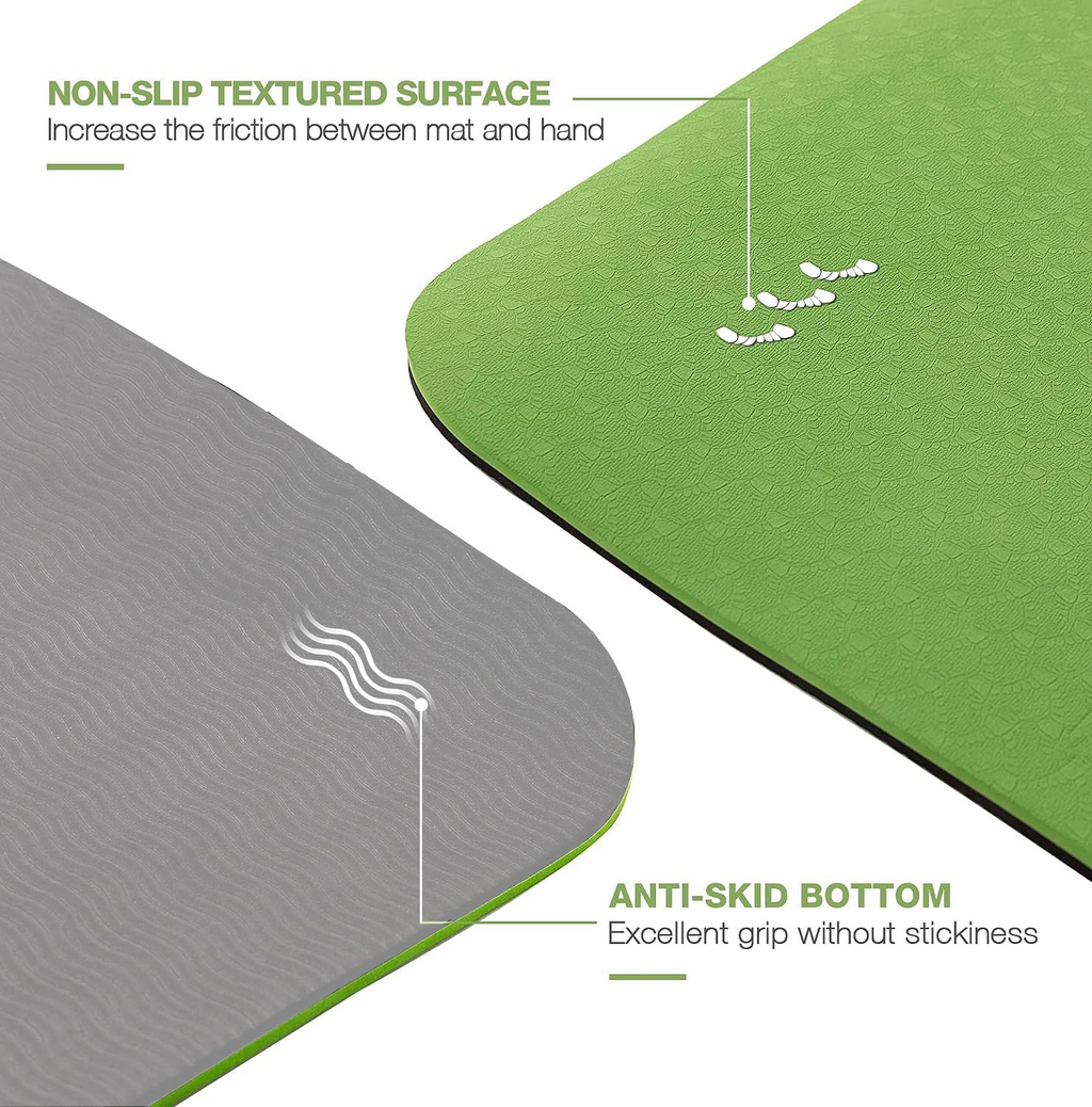 HJB VISSO Yoga Mat, Non Slip Pilates Fitness Exercise Mat with Alignment Marks for Women Men, 183 x 61 x 0.6cm Thick Eco Friendly TPE, Carrying Strap & Storage Bag Included