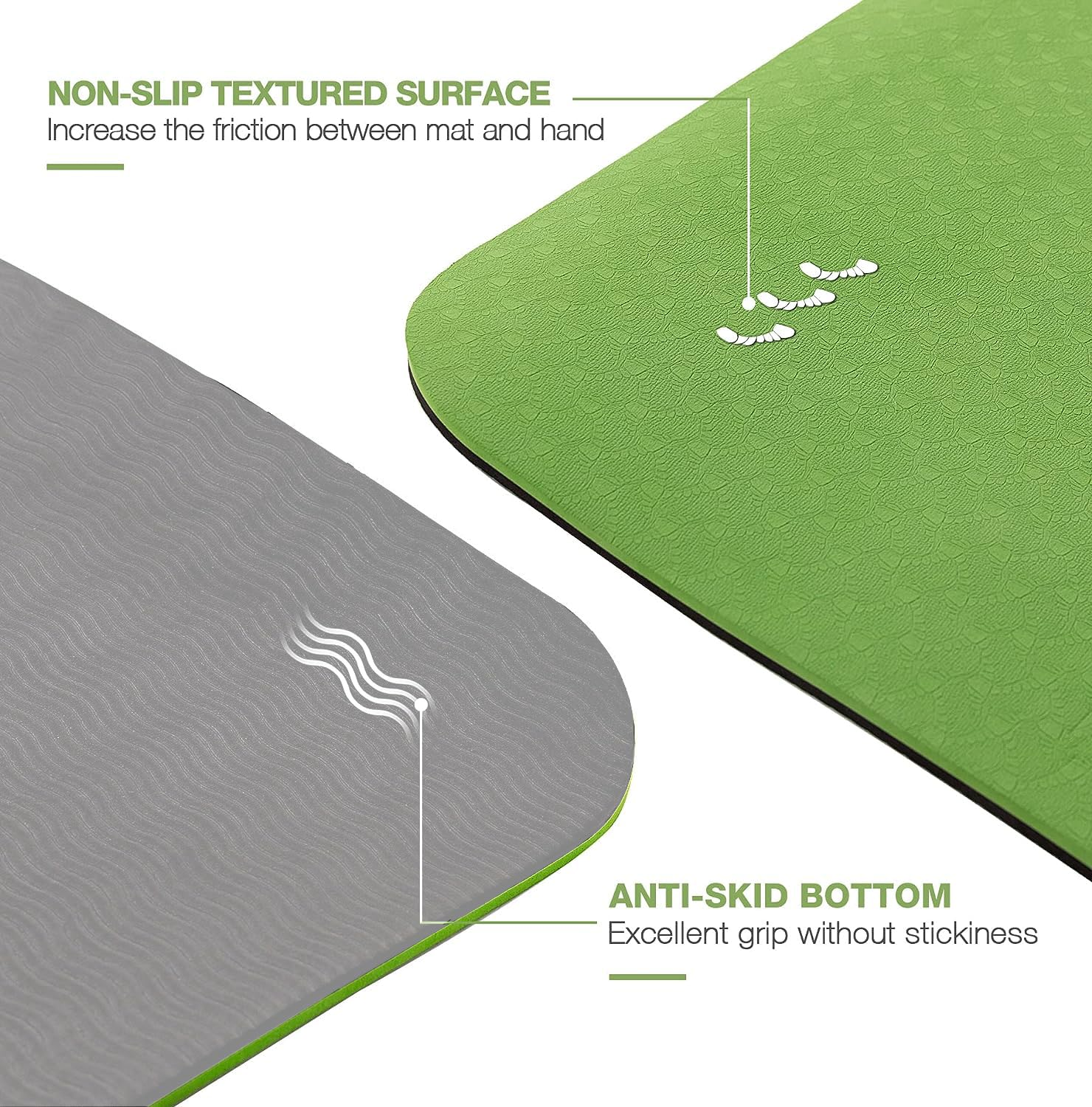HJB VISSO Yoga Mat, Non Slip Pilates Fitness Exercise Mat with Alignment Marks for Women Men, 183 x 61 x 0.6cm Thick Eco Friendly TPE, Carrying Strap & Storage Bag Included