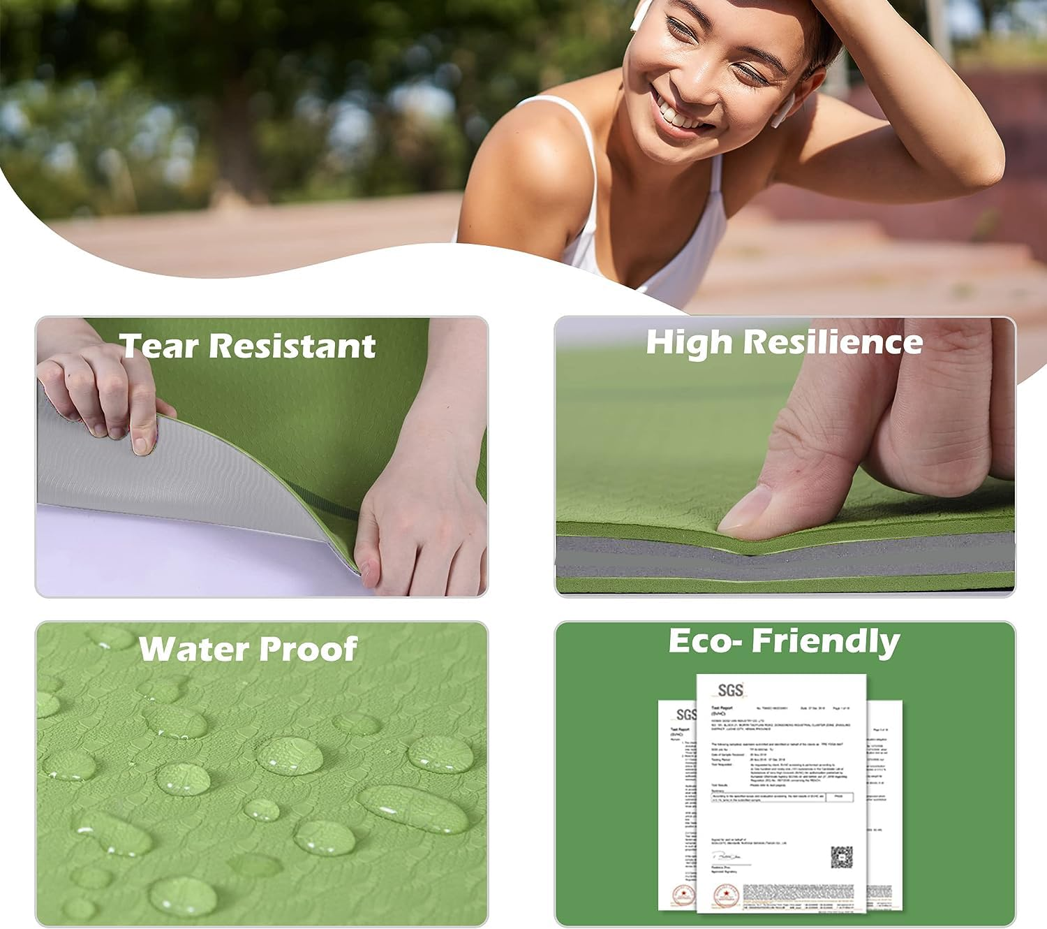 HJB VISSO Yoga Mat, Non Slip Pilates Fitness Exercise Mat with Alignment Marks for Women Men, 183 x 61 x 0.6cm Thick Eco Friendly TPE, Carrying Strap & Storage Bag Included