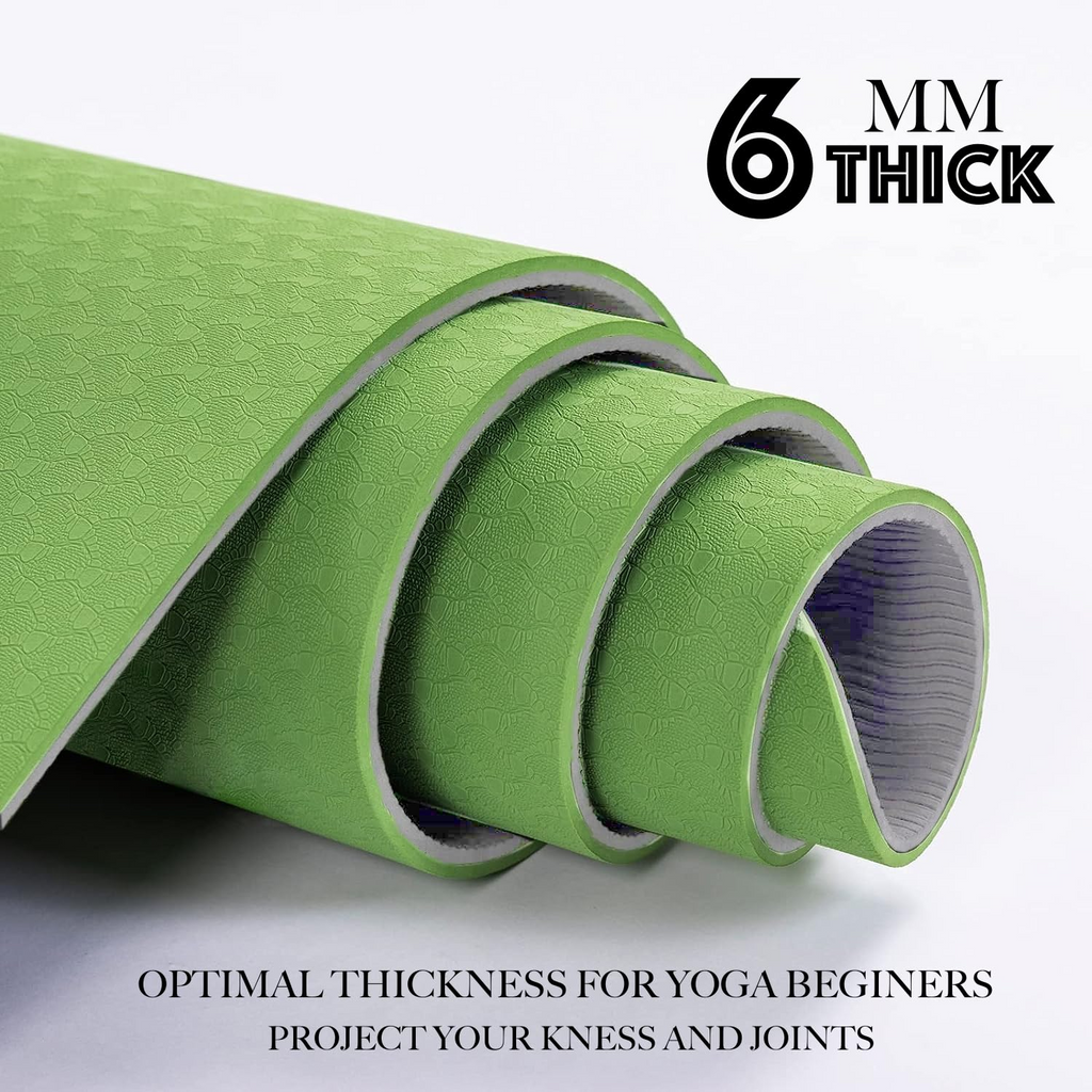 HJB VISSO Yoga Mat, Non Slip Pilates Fitness Exercise Mat with Alignment Marks for Women Men, 183 x 61 x 0.6cm Thick Eco Friendly TPE, Carrying Strap & Storage Bag Included