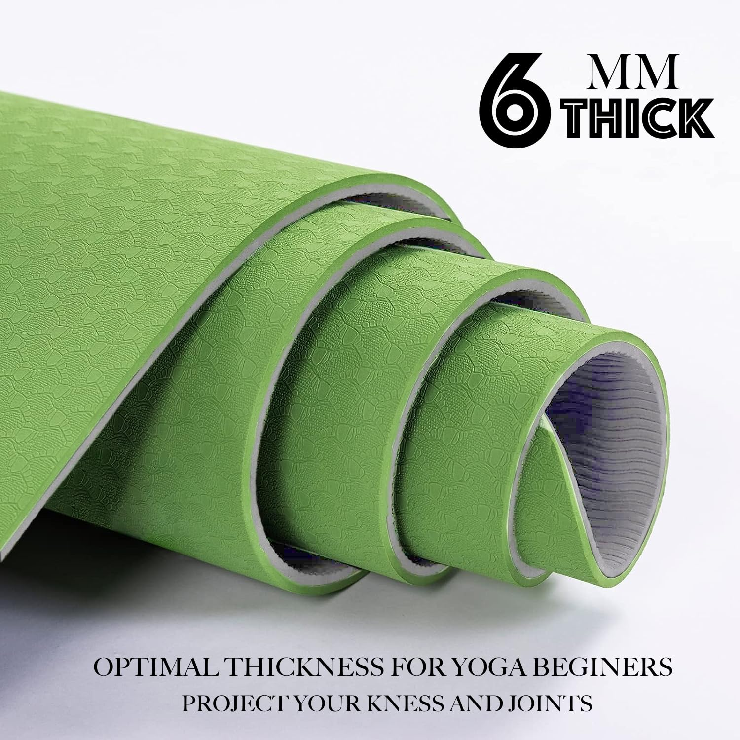 HJB VISSO Yoga Mat, Non Slip Pilates Fitness Exercise Mat with Alignment Marks for Women Men, 183 x 61 x 0.6cm Thick Eco Friendly TPE, Carrying Strap & Storage Bag Included