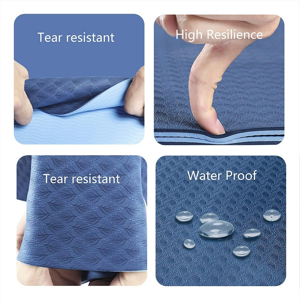 HJB VISSO Yoga Mat, Non Slip Pilates Fitness Exercise Mat with Alignment Marks for Women Men, 183 x 61 x 0.6cm Thick Eco Friendly TPE, Carrying Strap & Storage Bag Included